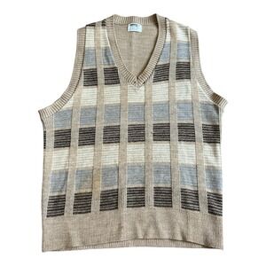 Vintage 70s Montgomergy Ward Grandpa core Plaid Windowpane Neutral Collegiate XL